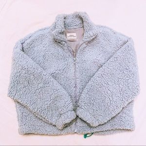 Urban Outfitters blue cropped Sherpa jacket
